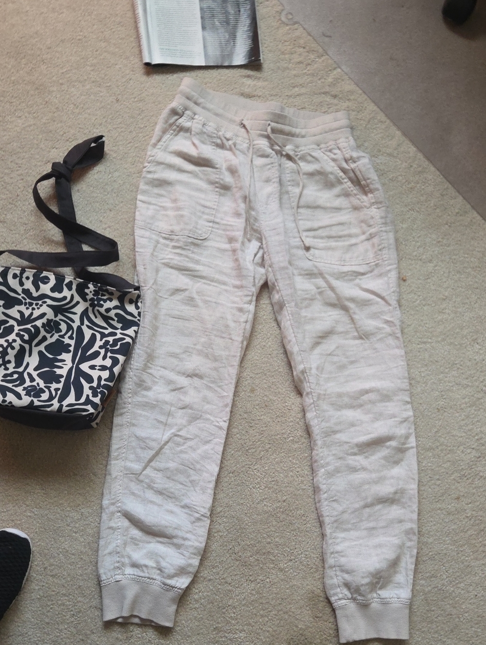 C&C California Cream Linen-Blend Drawstring Joggers